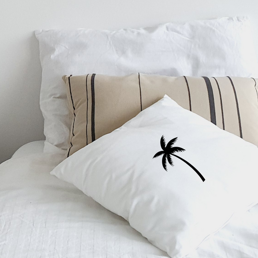 Kussen wit vierkant met palmboom