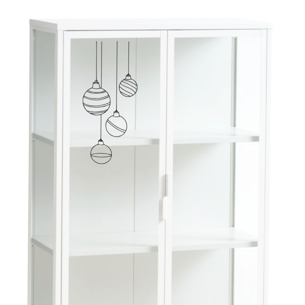 Raamfolie kerstbalen zwart