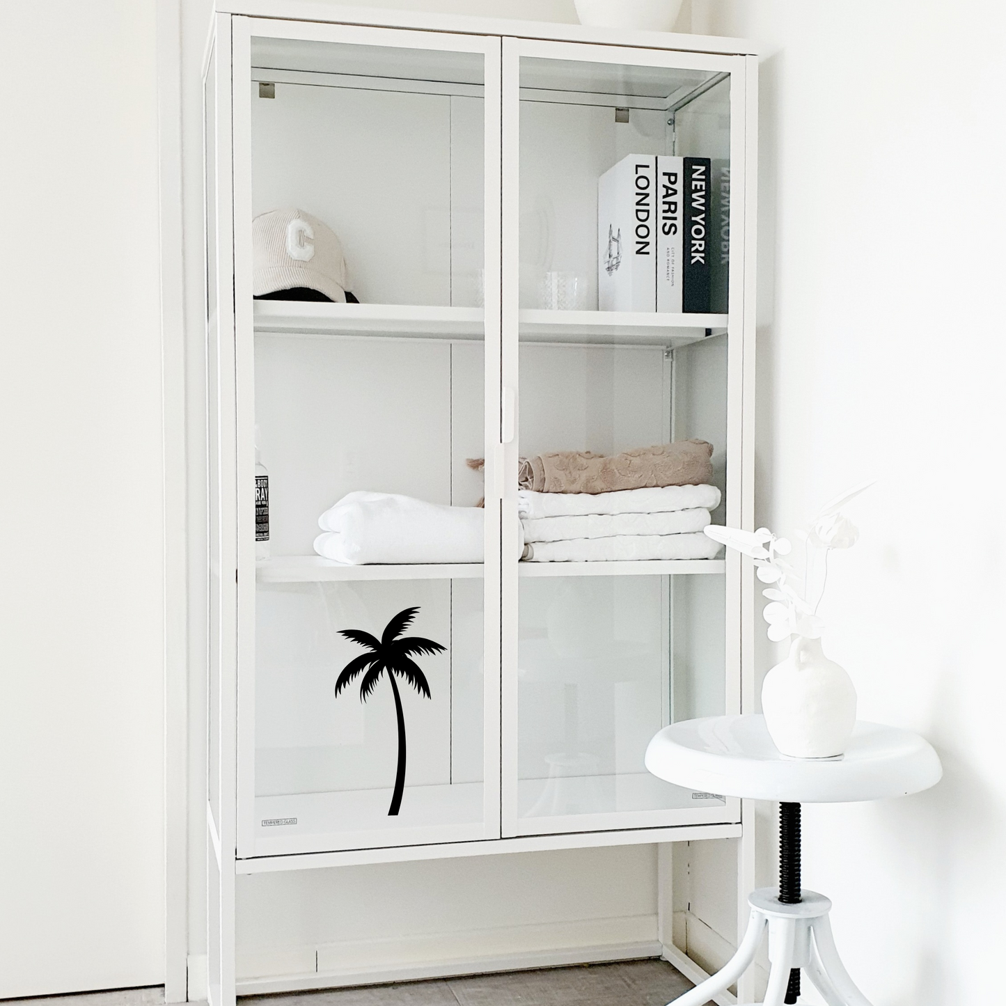Raamfolie palmboom zwart
