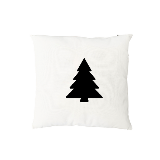 Kussenhoes wit vierkant met kerstboom