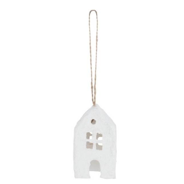 Hanger huisje katoen mache wit