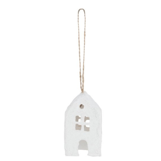 Hanger huisje katoen mache wit