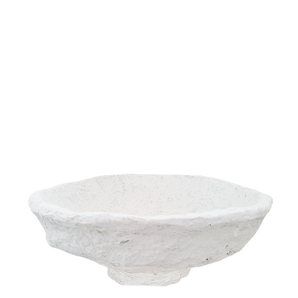 Papier-maché sculpturale kom, middelgroot wit