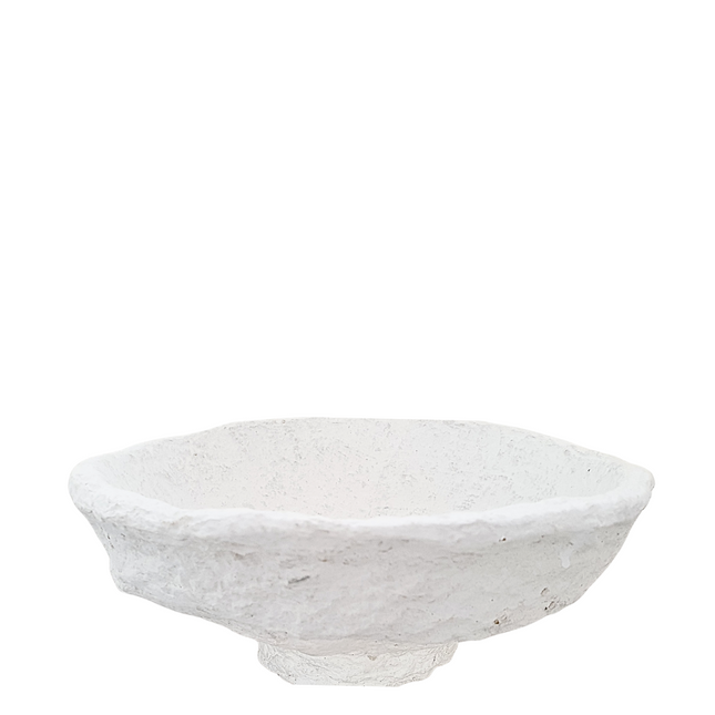 Papier-maché sculpturale kom, middelgroot wit