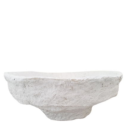 Papier-maché sculptuurbowl, groot, wit