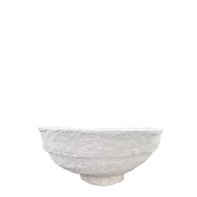 Papier-maché sculpturale kom, klein, wit