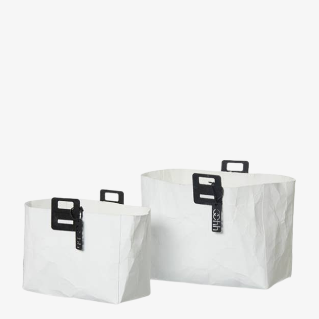 Set van 2 rechthoekige gevouwen manden, wit.