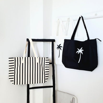 Totebag met palmboom zwart