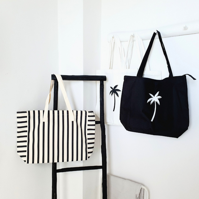 Totebag met palmboom zwart