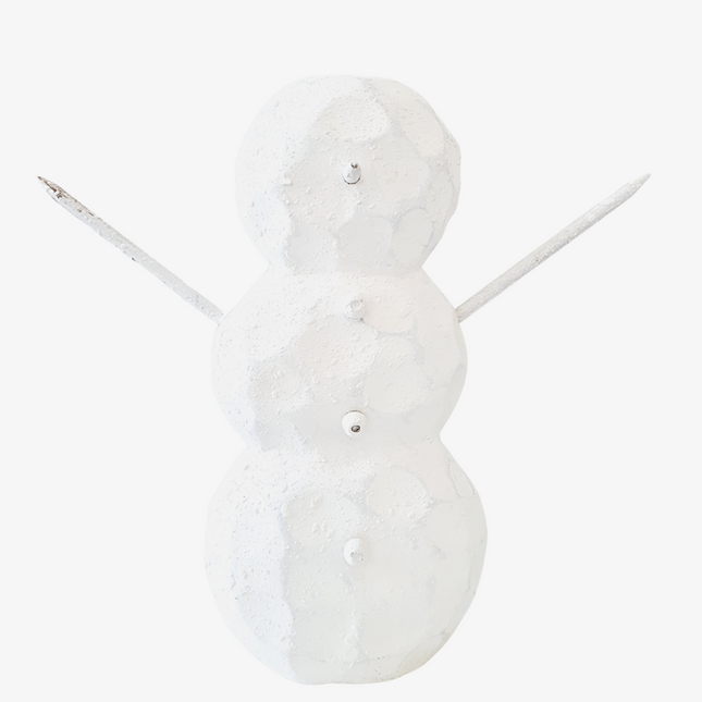 Figur Schneemann Holz weiß