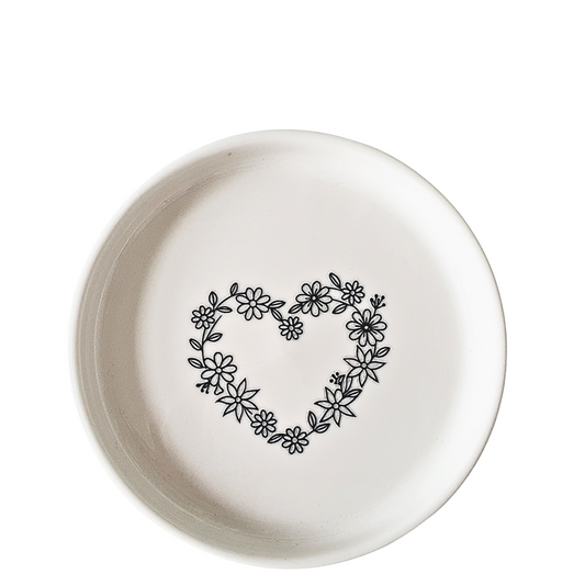 Schaaltje porselein wit hart bloemen