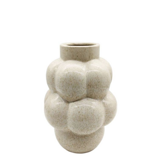 Aardewerk vaas bubbles beige