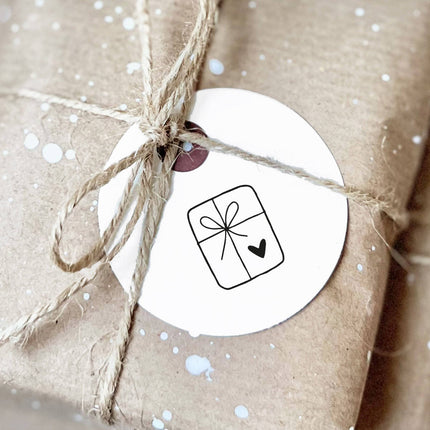 Stempel Kerstmis, cadeau met hart, kerststempel