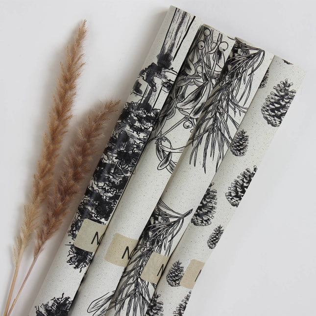 Cadeaupapier rol van graspapier, lengte: 300cm, Witte spar