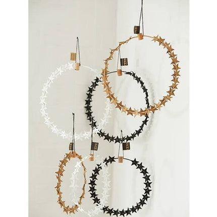 Set van 3 draden met papieren sterren, wit