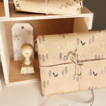 Kerststempel | Stempel Huisje en Dennentrees
