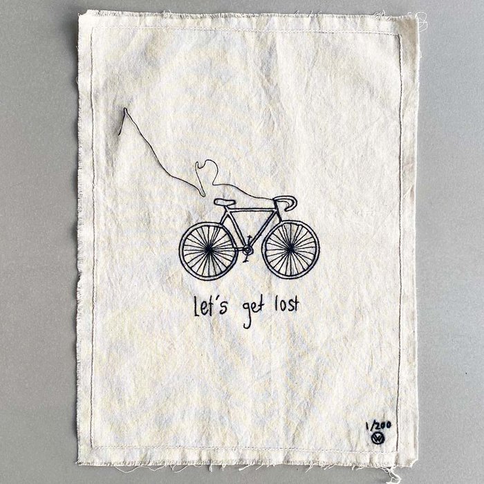 stitched art 'bike' let's get lost