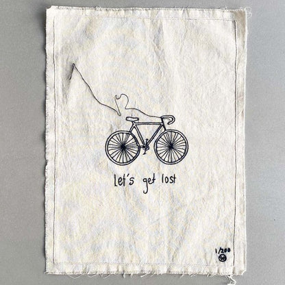 stitched art 'bike' let's get lost