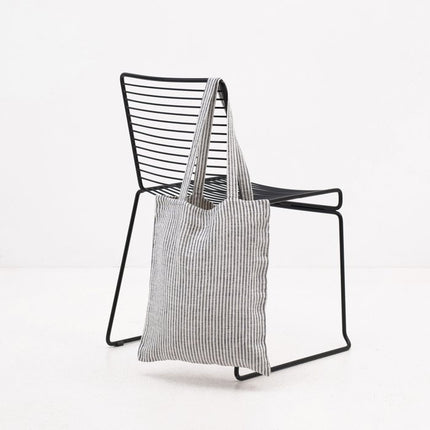 Linen tote bag with stripes