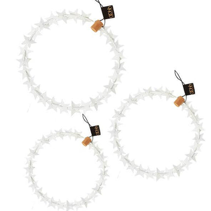 Set van 3 draden met papieren sterren, wit